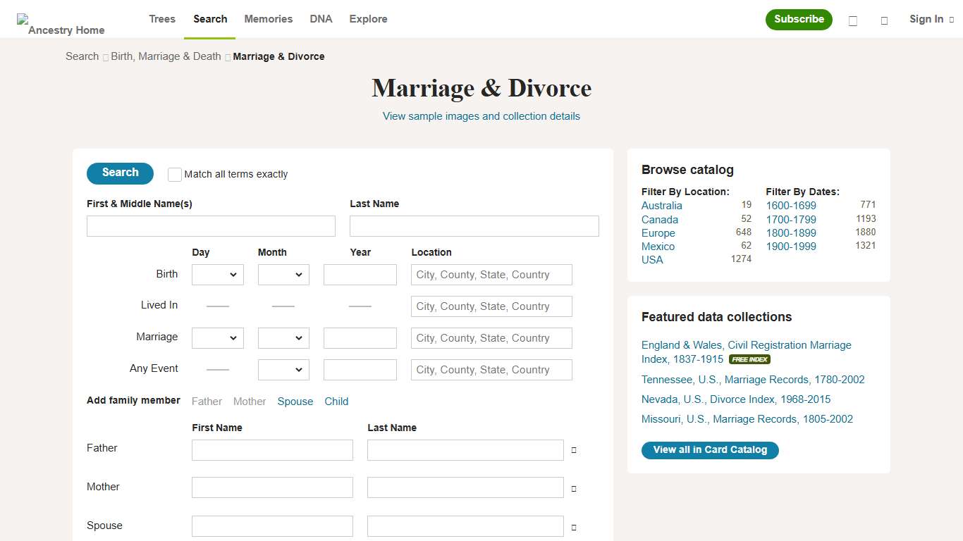 Marriage & Divorce - Ancestry